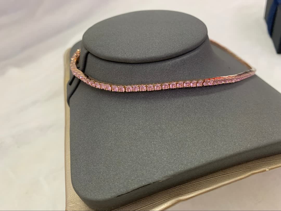 APM Monaco Pink Diamond Tennis Necklace